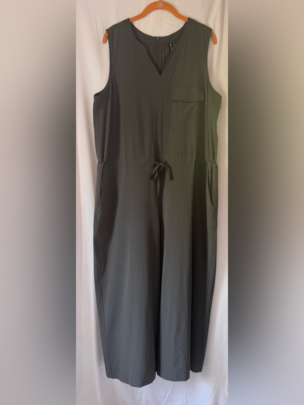 Athleta Olive Green Sleeveless Drawstring Jumpsuit